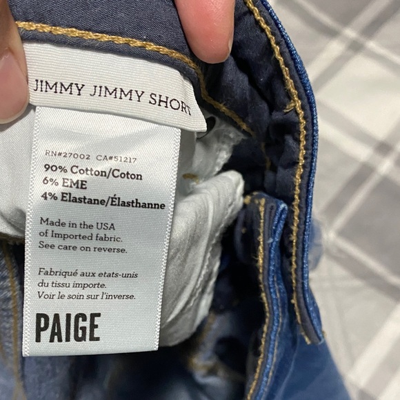 PAIGE Jimmy Jimmy Women's Distressed Dark Blue Jean Shorts Size 27 - Picture 3 of 5